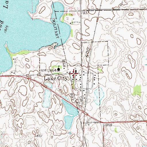 Topographic Map of Lake City, SD