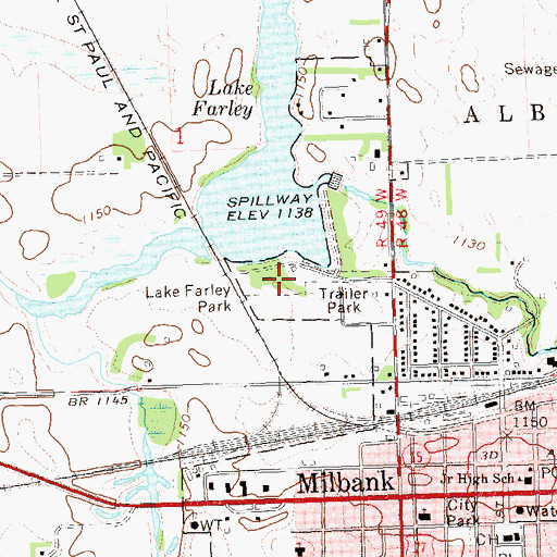 Topographic Map of Lake Farley Park, SD
