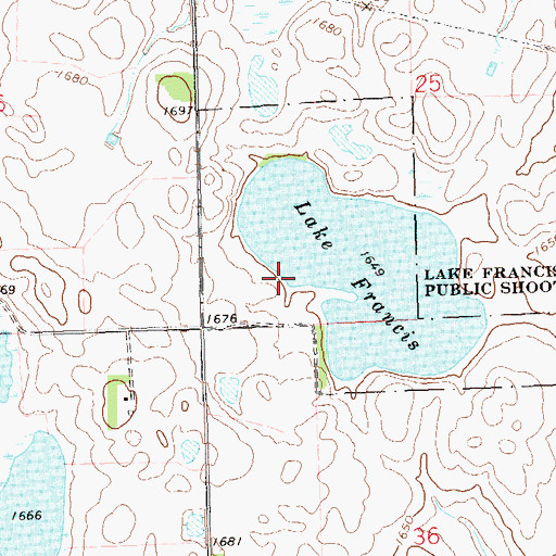 Topographic Map of Lake Francis State Public Shooting Area, SD