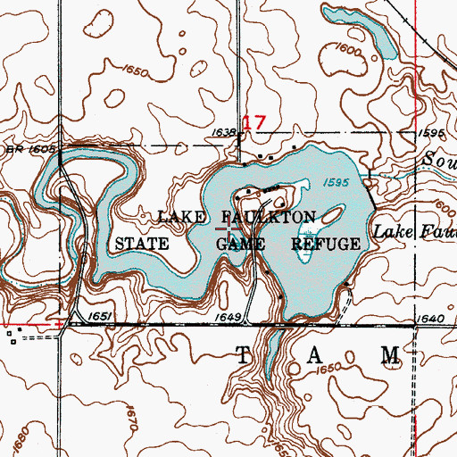 Topographic Map of Lake Fualkton State Game Refuge, SD