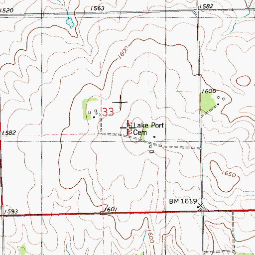 Topographic Map of Lakeport Cemetery, SD