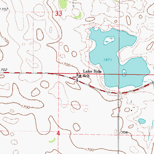 Topographic Map of Lake Side School, SD