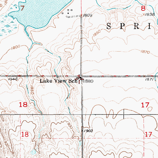 Topographic Map of Lake View School, SD