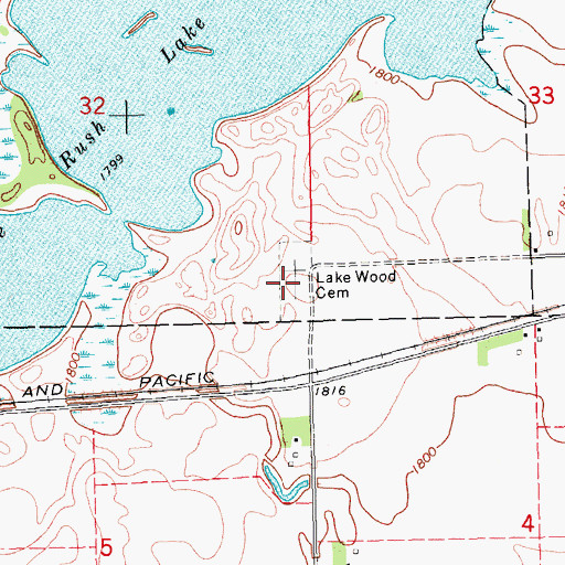 Topographic Map of Lakewood Cemetery, SD