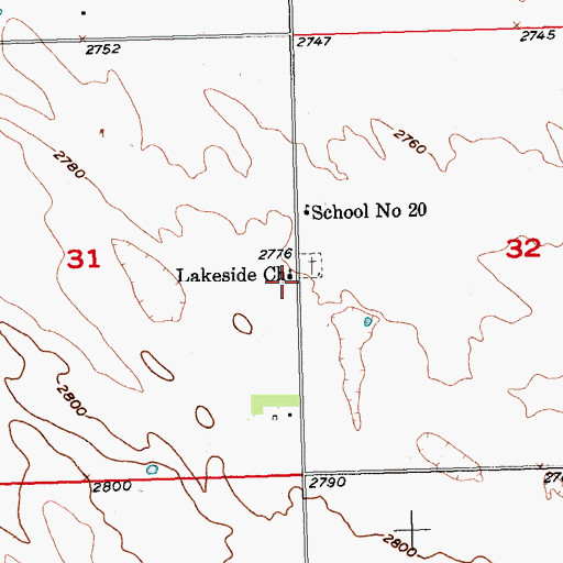 Topographic Map of Lakeside Church, SD