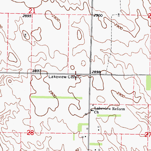 Topographic Map of Lakeview Cemetery, SD