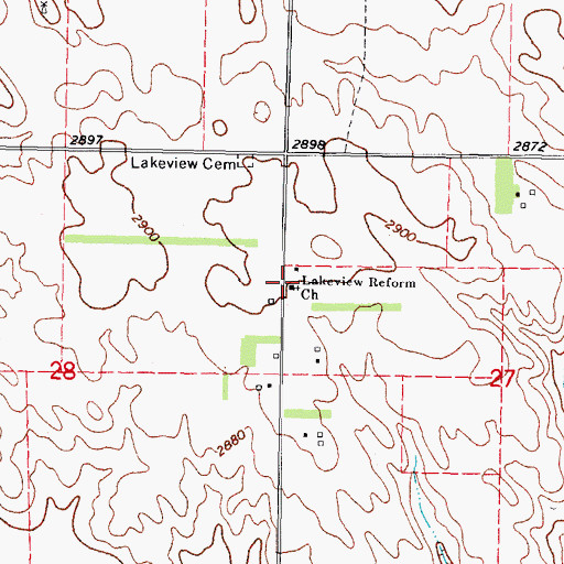 Topographic Map of Lakeview Reform Church, SD
