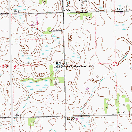 Topographic Map of Lakeview School, SD
