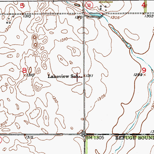Topographic Map of Lakeview School, SD