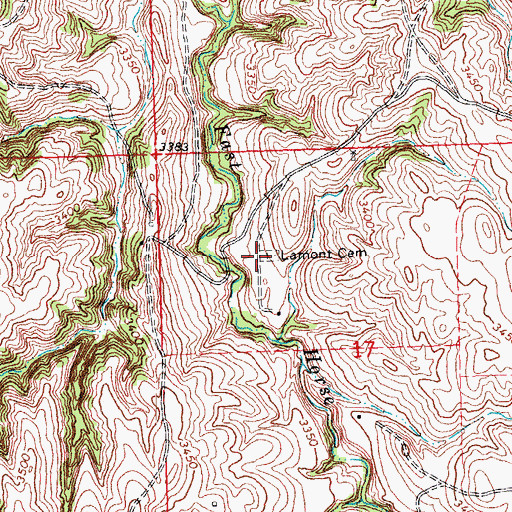 Topographic Map of Lamont Cemetery, SD
