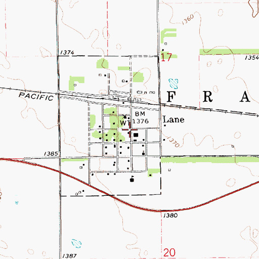 Topographic Map of Lane, SD