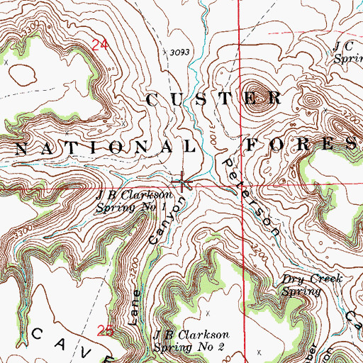 Topographic Map of Lane Canyon, SD