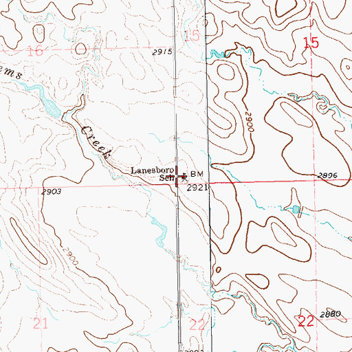 Topographic Map of Lanesboro School, SD