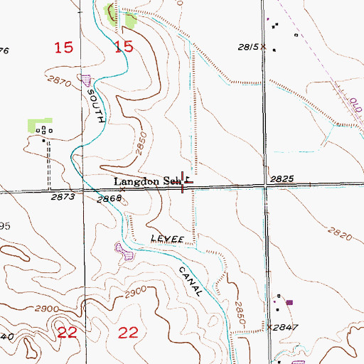 Topographic Map of Langdon School, SD