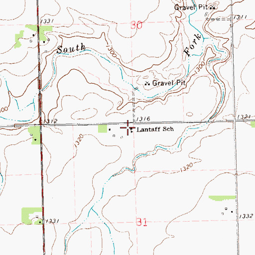 Topographic Map of Lantaff School, SD