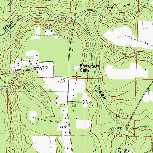Topographic Map of Richerson Cemetery, AL