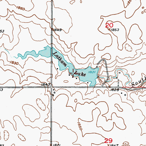 Topographic Map of Latham Lake, SD