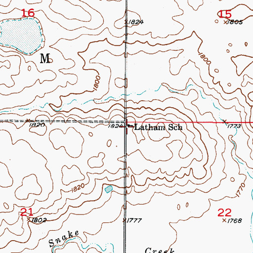 Topographic Map of Latham School, SD