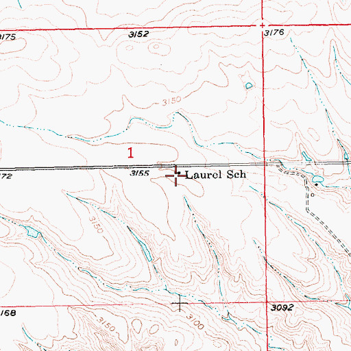 Topographic Map of Laurel School, SD