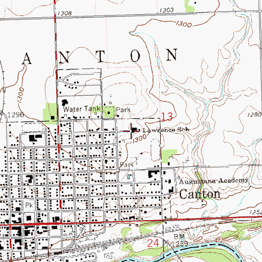 Topographic Map of Lawrence School, SD