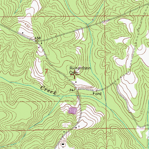 Topographic Map of Richardson Cemetery, AL