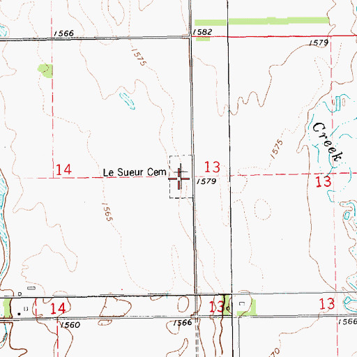 Topographic Map of LeSueur Cemetery, SD