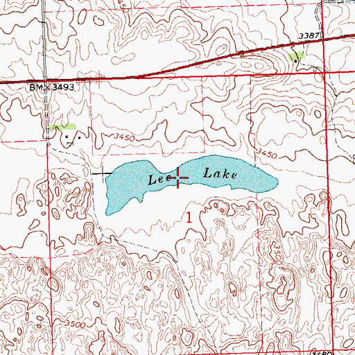 Topographic Map of Lee Lake, SD
