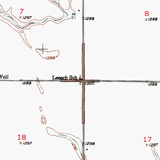 Topographic Map of Leesch School, SD