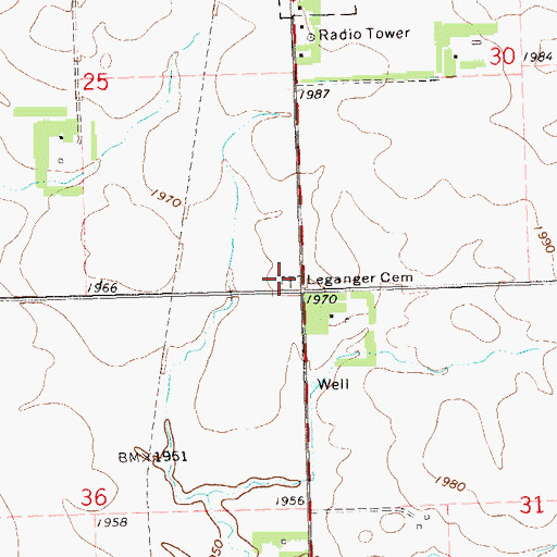 Topographic Map of Leganger Cemetery, SD