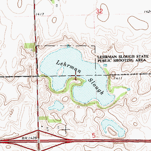 Topographic Map of Lehrman Slough, SD