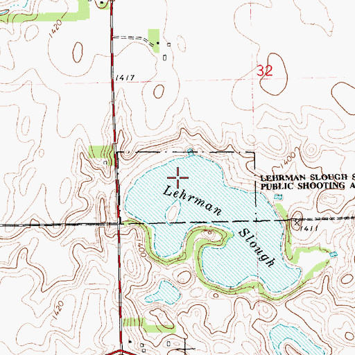 Topographic Map of Lehrman Slough State Public Shooting Area, SD