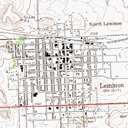 Topographic Map of Lemmon, SD