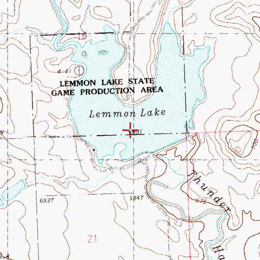 Topographic Map of Lemmon Lake, SD