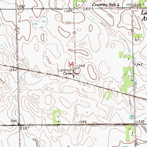 Topographic Map of Mount Olivet Cemetery, SD