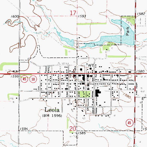 Topographic Map of Leola, SD