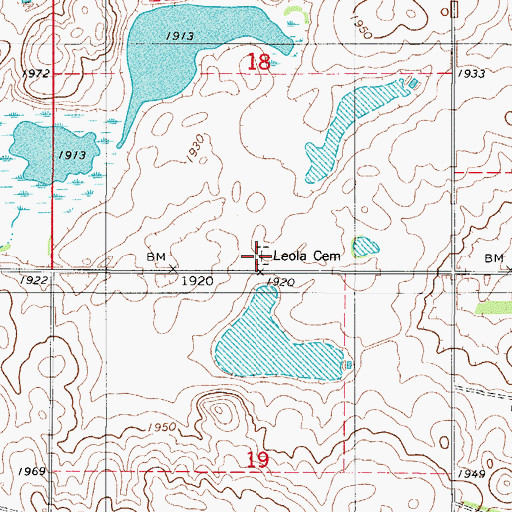 Topographic Map of Leola Seventh Day Adventist Cemetery, SD