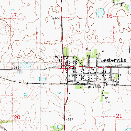 Topographic Map of Lesterville, SD