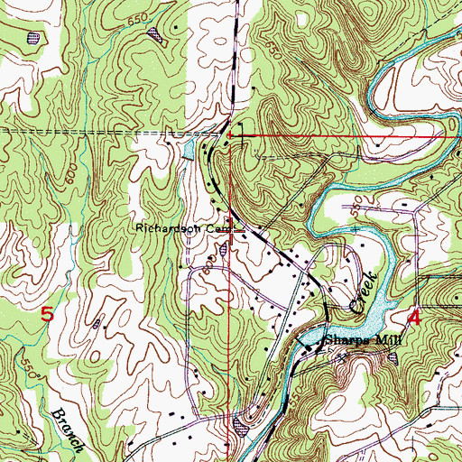 Topographic Map of Richardson Cemetery, AL