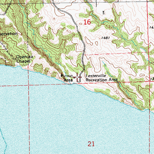 Topographic Map of Lesterville Recreation Area, SD