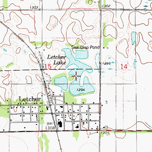 Topographic Map of Letcher Lake, SD