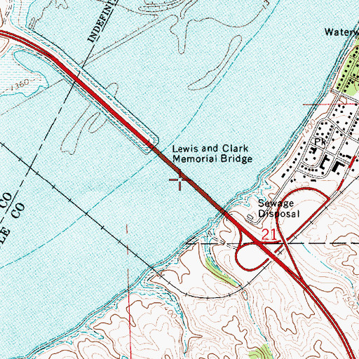Topographic Map of Lewis and Clark Memorial Bridge, SD