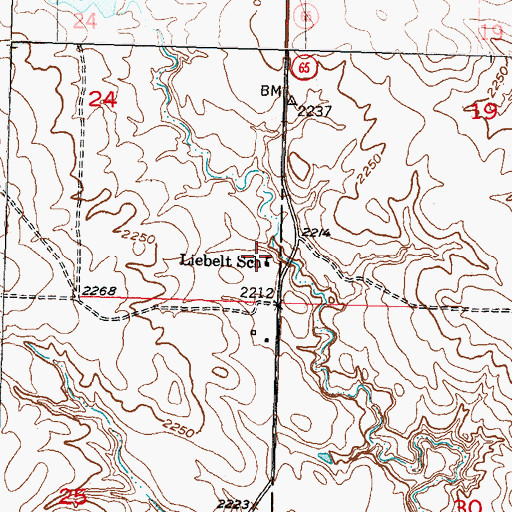 Topographic Map of Liebelt School, SD