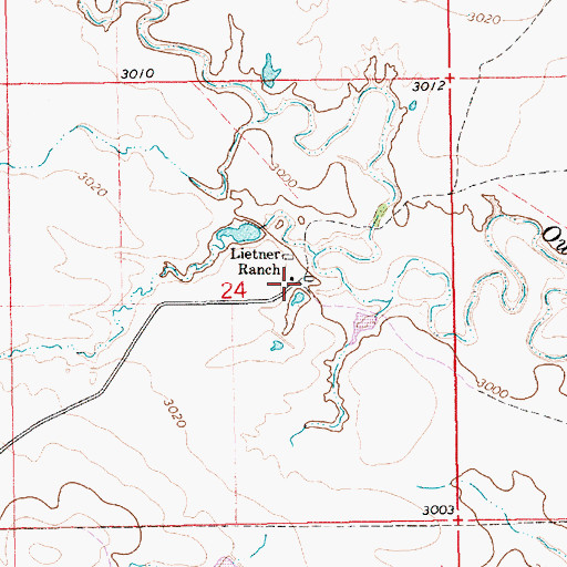 Topographic Map of Lietner Ranch, SD