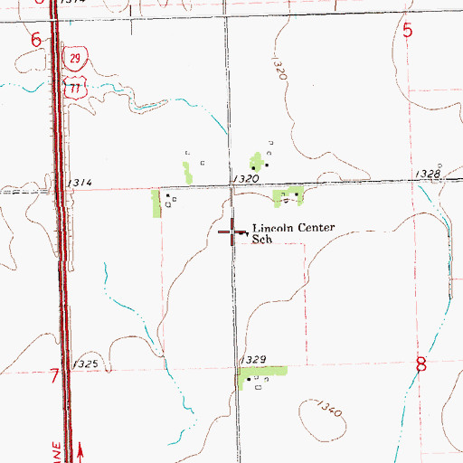 Topographic Map of Lincoln Center School, SD