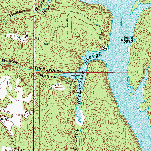 Topographic Map of Richardson Hollow, AL
