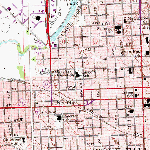Topographic Map of Lincoln School, SD