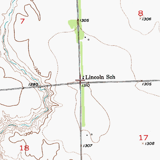 Topographic Map of Lincoln School, SD