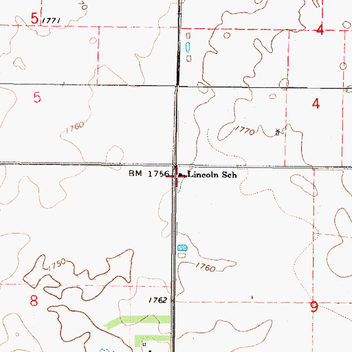 Topographic Map of Lincoln School, SD
