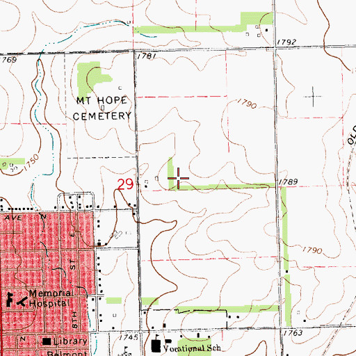 Topographic Map of Lincoln Elementary School, SD