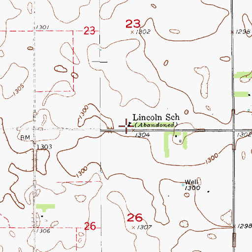 Topographic Map of Lincoln School, SD